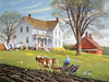 美式乡村风格油画，手绘乡村沙发墙装饰画春天的耕作欧式装修风景