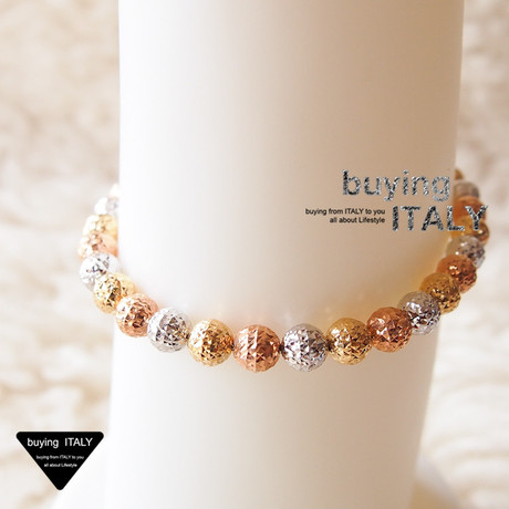 意大利佛罗伦萨品牌18k手工三色金手链 白黄玫