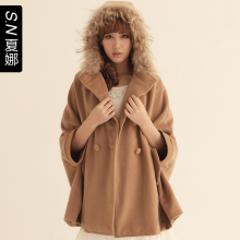 特！2012春装新款毛呢外套女装韩版毛领斗篷双排扣羊绒毛呢大衣女