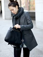 特价2012新款春装韩版女装毛呢中长款双排扣西服休闲小西装外套