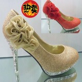 女鞋单鞋2012新款金色红色高跟鞋防水台花朵 婚纱鞋结婚鞋旗袍鞋 【优惠价:55.20元 最近成交485笔】