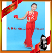 幼儿童舞蹈演出服红色扭秧歌舞，表演服民族，女童腰鼓服服装汉族