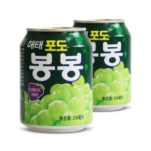  限区包邮韩国进口食品 海太葡萄汁果味饮料粒粒果肉饮品听装238ml