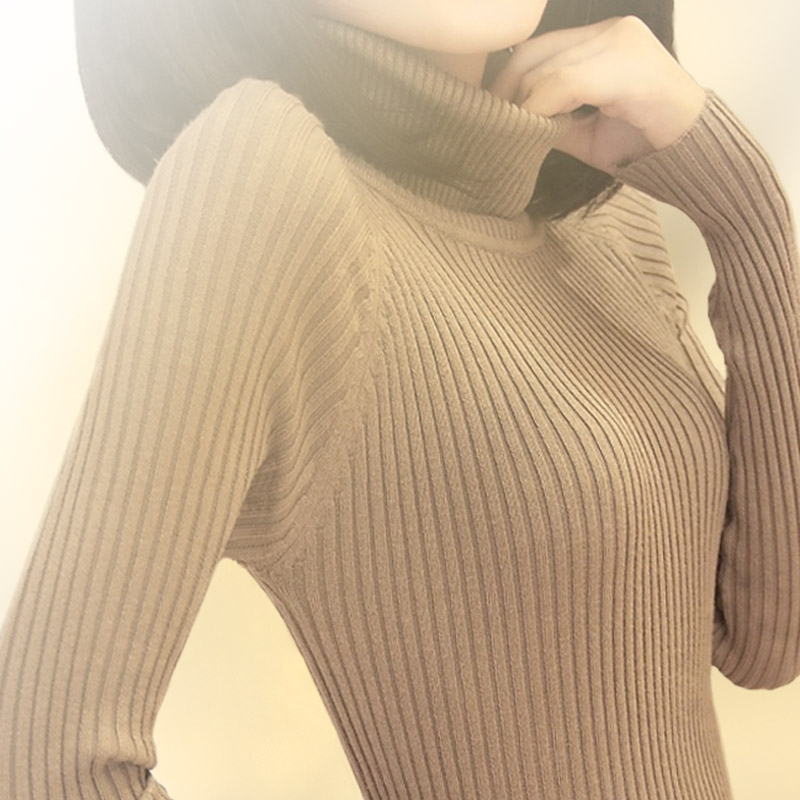 韩版圆领弹力修身针织衫打底衫...
