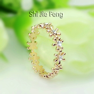  伊泰莲娜 丽晶饰品批发 韩版钻戒 女 正品 流行雪花戒指小指尾戒