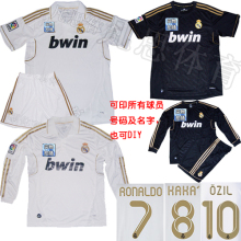 有长袖短袖泰版2011-2012款皇马球衣队服足球服C罗卡卡欧冠客场黑