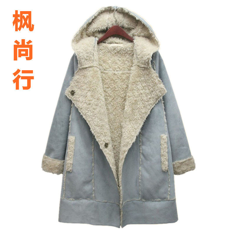 Clearance sale at a loss! Korean clothing women's clothing long padded coat in plus size cotton clothing suede lambs wool coat