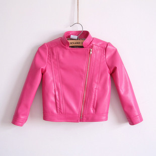  秋冬装女童外套儿童拉链衫韩版PU皮衣夹克开衫 机车服