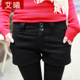 艾曦2012春装新款韩版大码夏女裤子显瘦高腰热裤靴裤毛呢短裤包邮
