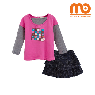  蔓趣屋童装 女童春装 宝宝衣服儿童套装 T恤蛋糕裙2件套 原创