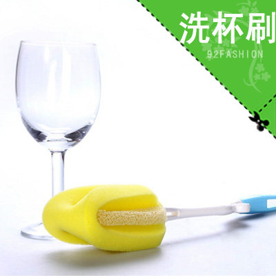 厨房清洁 创意顶美海绵洗杯刷 洗瓶刷 长柄杯子刷 奶瓶刷 清洁刷