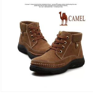 秋季春季骆驼男鞋女鞋2014新款正品真皮高帮