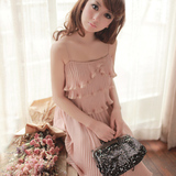 2012夏装新款女装连衣裙韩版雪纺吊带裙夏压褶风琴褶洋装包邮