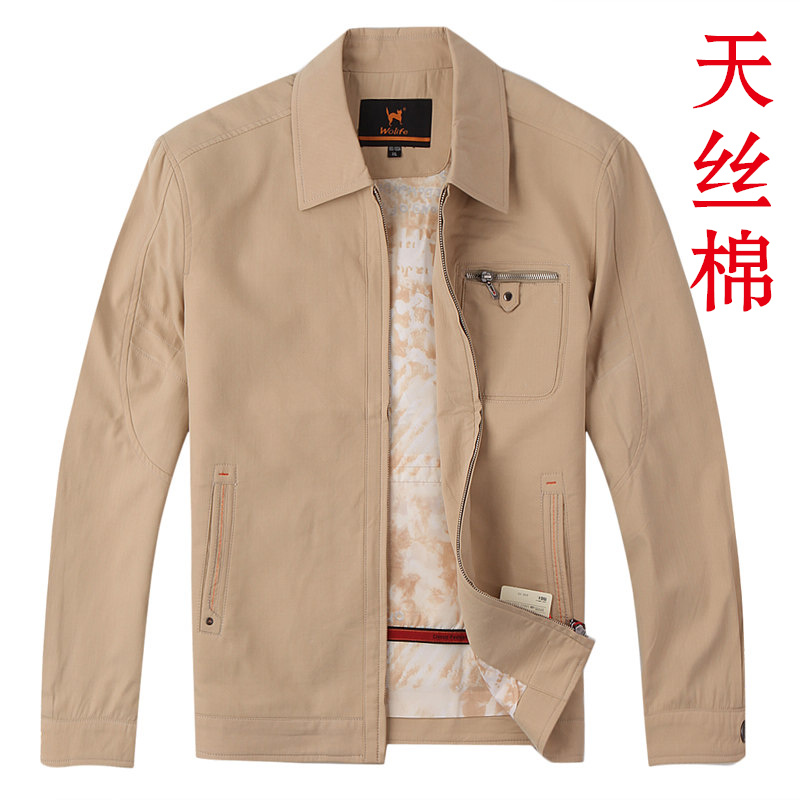 中老年 男装春装翻领外套中年 男上衣修身夹克