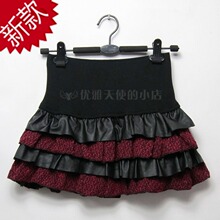 2011冬裙 pu皮裙皮短裙秋冬 黑色半身裙打底裙 蓬蓬裙蛋糕裙韩版