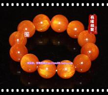 【有缘相聚】正宗古董荧光橙蜜金沙中东蜜蜡手串 大珠现货