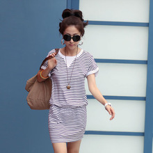 2012夏装新款短袖连衣裙 包臀修身韩版女装条纹连衣裙96015
