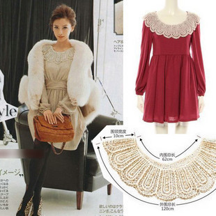 VIVI magazine popularity joker knitting tie  bud silk hollow out hook flower adornment to restore ancient ways with drill collar false female