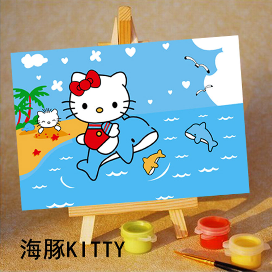创梦 DIY数字油画10*15diy油画手绘迷你儿童卡通数字画 海豚KITTY在类目 家居饰品, 装饰画, DIY/数字油画中 - 来自Buy2taobao.com提供专业的淘宝代购服务