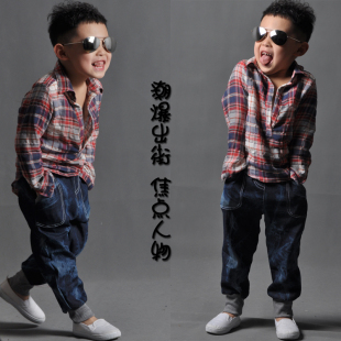  扎染牛仔裤 ZBH 韩童潮范儿 超薄透气沙滩 灯笼裤 收腿儿童裤子