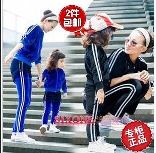  时尚网纱儿童金丝绒运动套装拼接长袖卫衣秋季亲子装/母女母子装