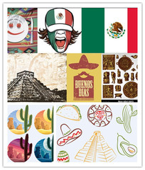 矢量设计素材 墨西哥元素图案国旗玛雅食物金字塔 EPS格式源文件
