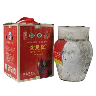  绍兴黄酒 女儿红 十年10年花雕酒 5L5kg坛装礼盒装【包物流】