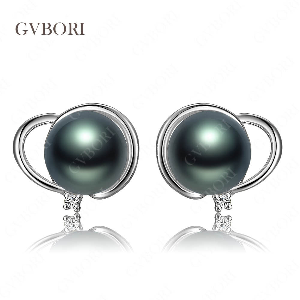 GVBORI 【爱.抱抱】18K大溪地黑珍珠 钻石吊坠天然海水珍珠吊坠