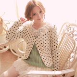 女外套 2011新款韩修身小外套圆点V领超短款开衫波点春季韩版