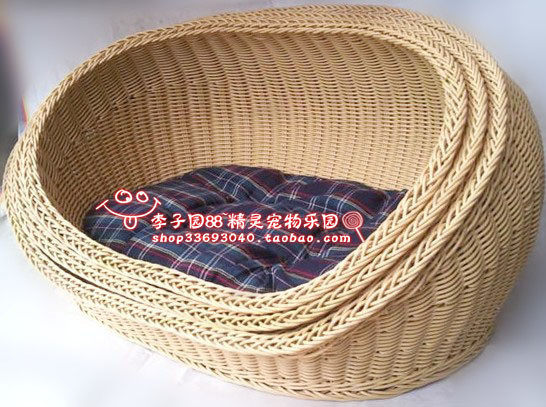 外贸 耐用美观高档PE环保树脂藤编狗窝 藤窝猫窝宠物窝 送垫子！