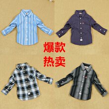 热卖【朋克猫】Levi's外贸原单 纯棉儿童衬衫 男童长袖衬衫0752