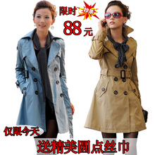 2012春新款女装OL气质休闲百搭纯色棉质双排扣外套风衣