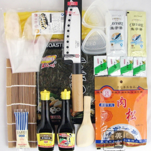  送寿司刀 含模具 寿司工具 紫菜包饭套餐 寿司材料套装 25省包邮!
