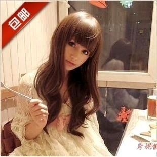  包邮送发网 气质女生长卷发大波浪假发套 齐刘海蓬松卷发 假发