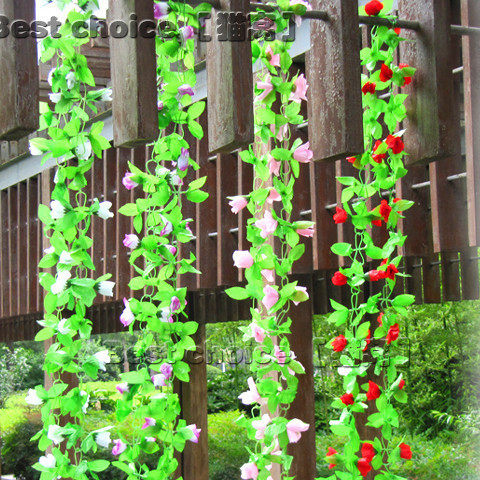 5色可选双层玫瑰花藤/壁挂/仿真花假花绢花花园/庭院装饰 100g