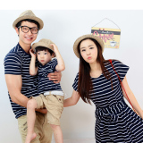 the couple pig时尚韩版亲子装夏装母子装条文海军风 3件包邮费