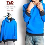 专柜正品 加厚复合双面绒 都市休闲风格 纯色时尚连帽卫衣#TD060