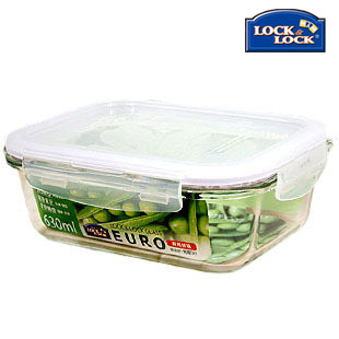 商城正品韩国乐扣乐扣格拉斯饭盒玻璃保鲜盒饭盒630ML LLG428