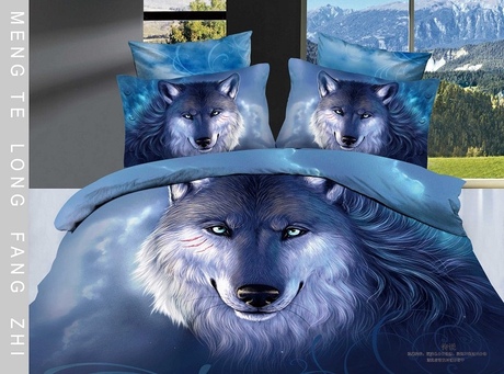 外贸出口3D个性男士狼老虎纹豹狮子被罩床单