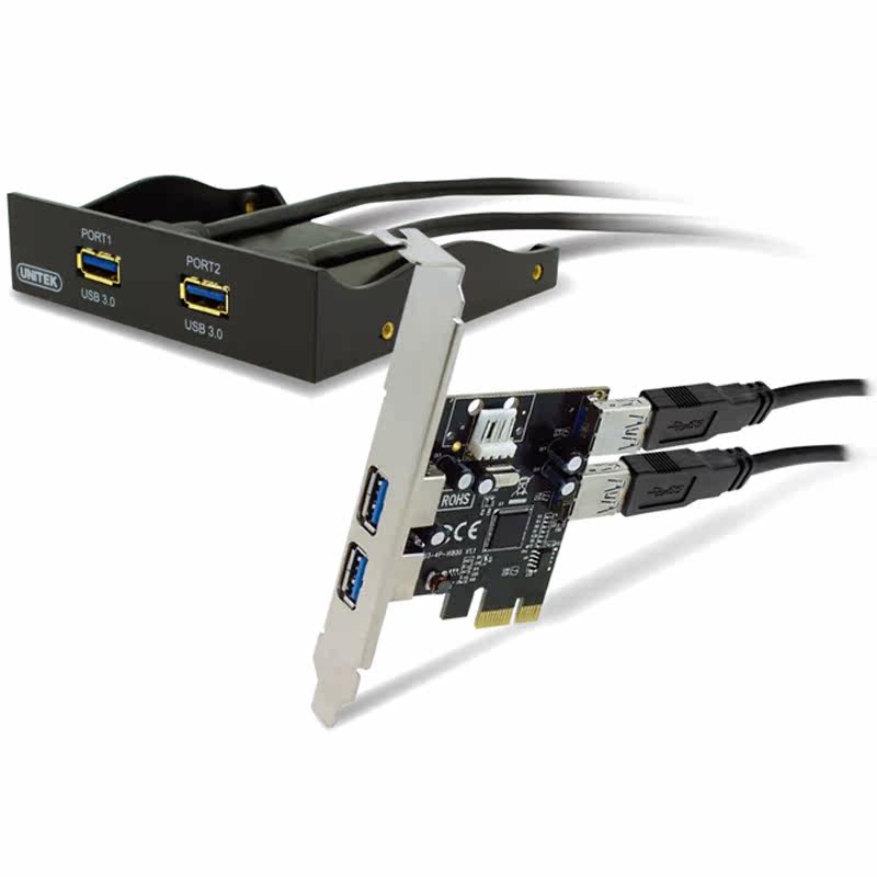 优越者 Y-6119 台式机PCI-E USB3.0 4口扩展卡 前置面板