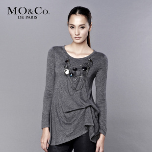MO&amp;Co. 摩安珂M103TST58纯色百搭圆领长袖T恤