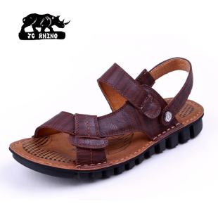  JC犀牛正品501 真皮套趾沙滩凉鞋  欧美款男士凉拖 日常休闲凉鞋
