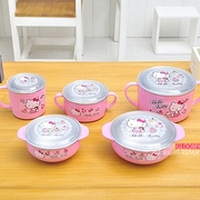 韩国进口 Hello Kitty 儿童不锈钢碗餐具宝宝碗水杯带盖 乐扣制造