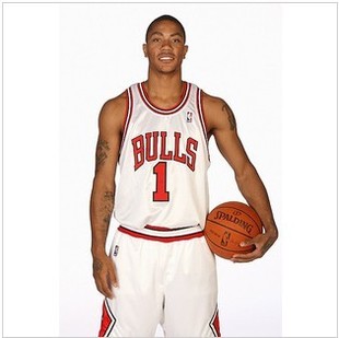 NBA球星服 芝加哥公牛队1号罗斯带号刺绣篮球