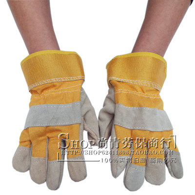 特价二层分刀黄布电焊手套 防护手套海员手套钢铁冶炼焊牛皮手套