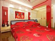 大红红色新婚床上用品婚嫁婚庆，中国风结婚床六件套婚礼四件套纯棉