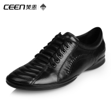 CEEN 策恩 时尚高档商务系带男士皮鞋英伦休闲软面羊皮男鞋M9011