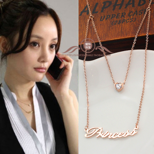  包邮新年礼物金太郎李小璐米小米同款项链女爱心双层玫瑰金锁骨链