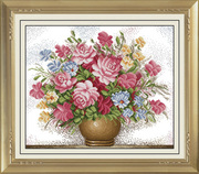 十字绣精准印花粉，红玫瑰客厅卧室，中国风景花卉系列挂画