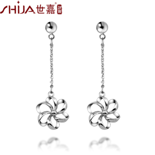  世嘉珠宝 PT950精品铂金耳坠 花语 新款耳环 正品